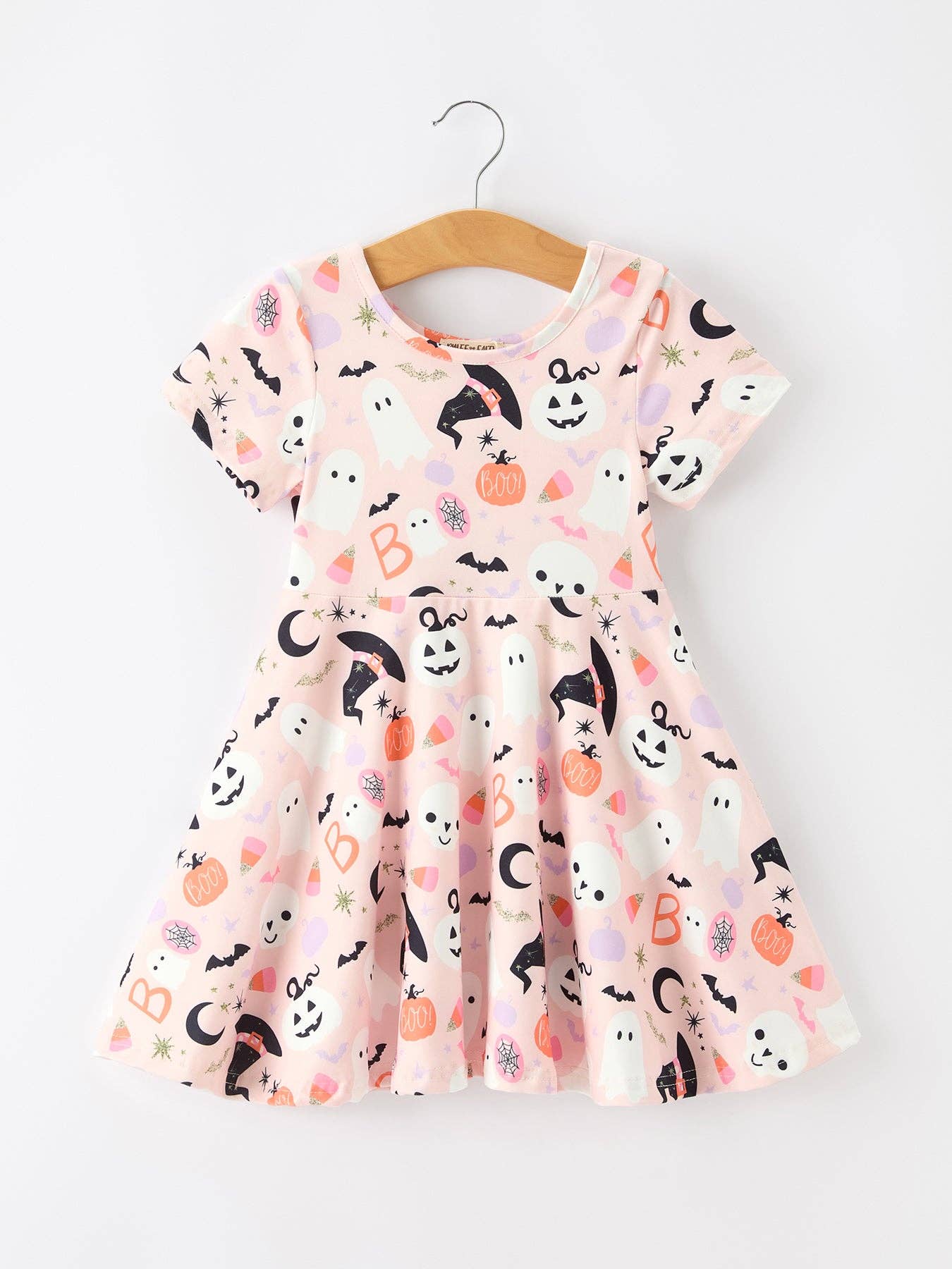 Halloween Ghost Twirl Dress Short-sleeved