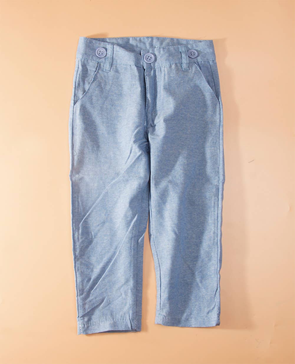 Blue Little Boy Button Down Shirt, Suspender Straps & Pants