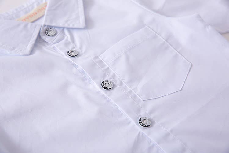 White Long Sleeve Boy Cotton Button-Down Dress Shirt