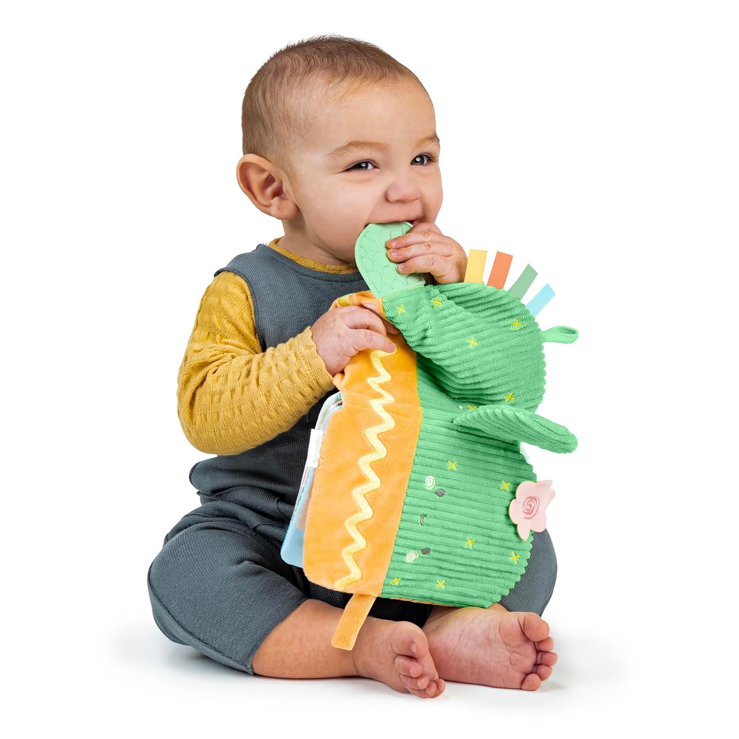Ingenuity Calm Springs Soft Teething Activity Book - Multi-Texture Crinkle, Teether, Number Learning, Mirror, Unisex, for Ages 0-36 Months