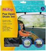 Nuby Universal Fit Pop Open Car Window Shade Set- Black, 3 Pack
