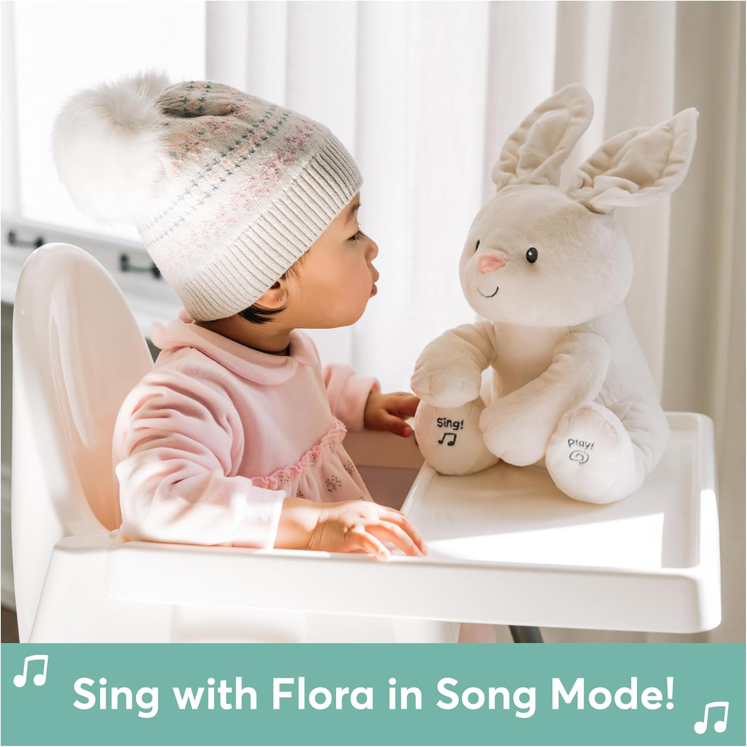 GUND Baby Flora The Bunny Animated Plush, Singing Stuffed Animal Toy for Ages 0 and Up, Cream, 12"