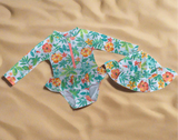 Multi Floral One Piece Long Sleeve Rashguard Swimwear