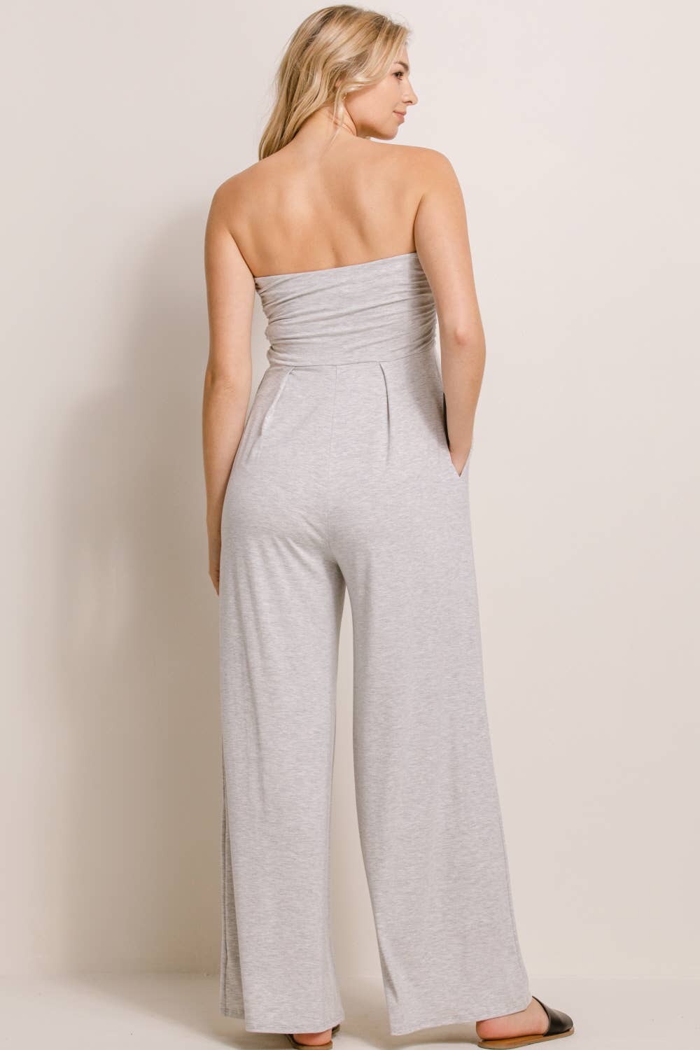 Strapless Tube Maternity Wide-leg Jumpsuit