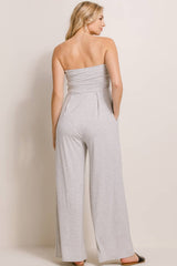 Strapless Tube Maternity Wide-leg Jumpsuit