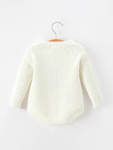 Christmas Tree Knit Romper Bow Long Sleeve