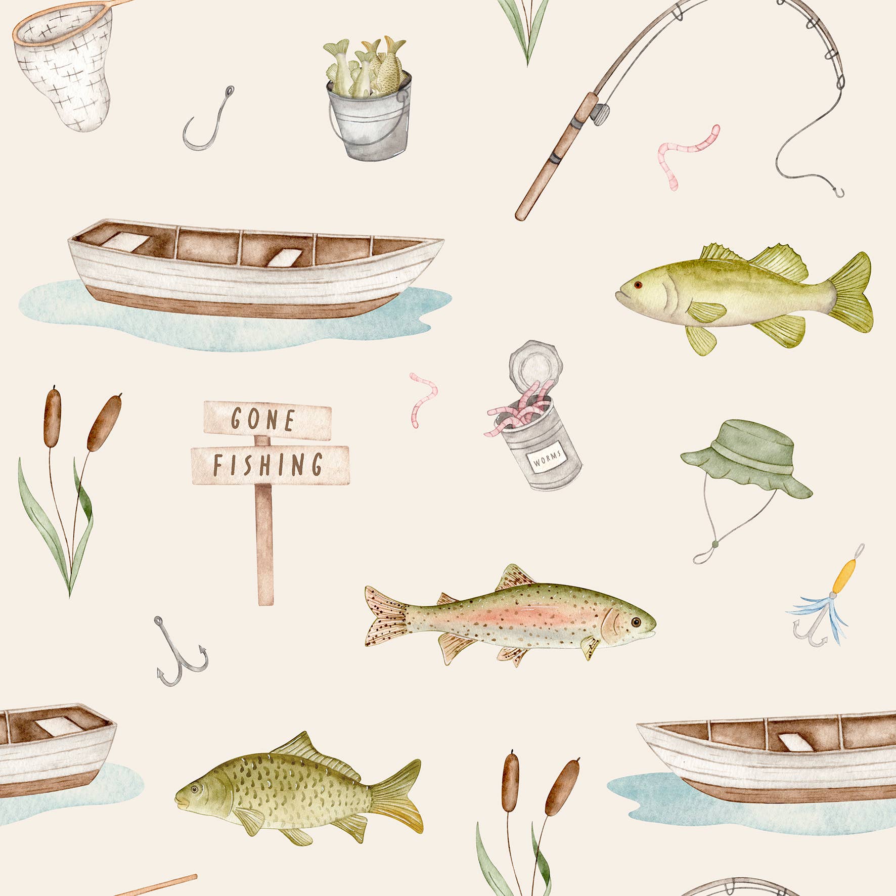 Gone Fishing Bamboo 2 Piece Set