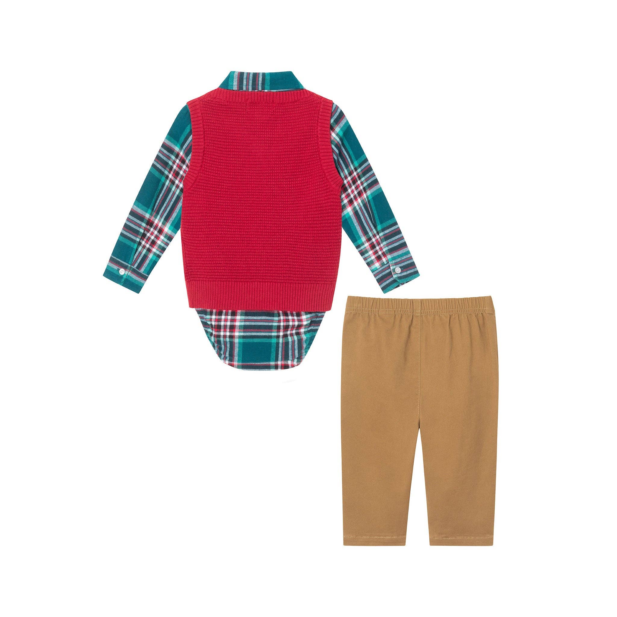 Infant Buttondown & Sweater Vest Set Christmas Holiday