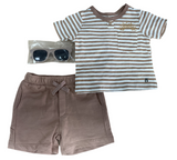 RABBIT + BEAR | 3Pc Organic Short And Sun Shirt Set With Sunglasses