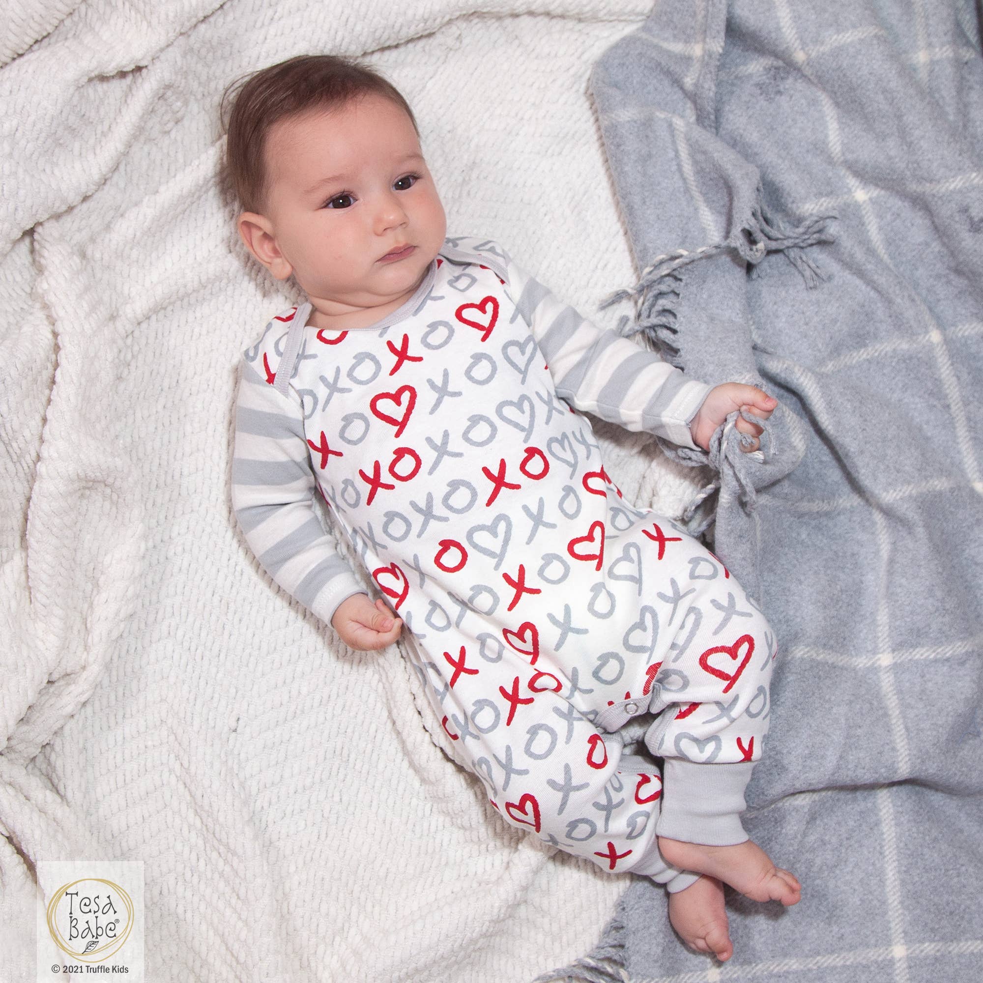 Baby's Valentine X'S & O'S Cotton Romper