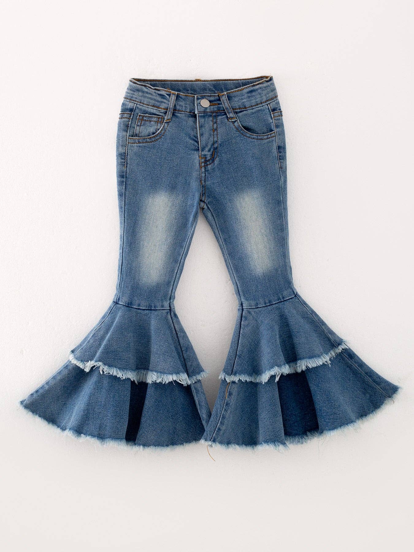 Light Blue Bell-bottoms Denim Jeans Pants Elastic