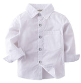 White Long Sleeve Boy Cotton Button-Down Dress Shirt