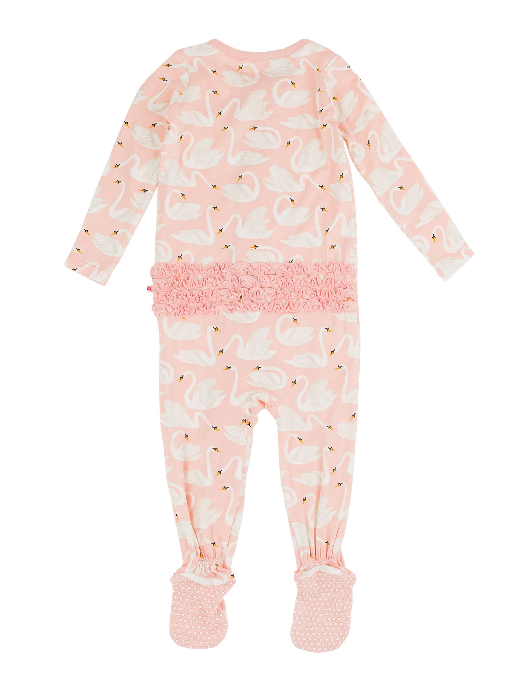 RuffleButts + RuggedButts - Baby Girls Swan Lake Dream Bamboo Viscose Footed Ruffle One Piece Pajama