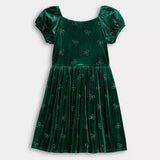 Blueberi Boulevard Rhinestone Bow Velvet Dress