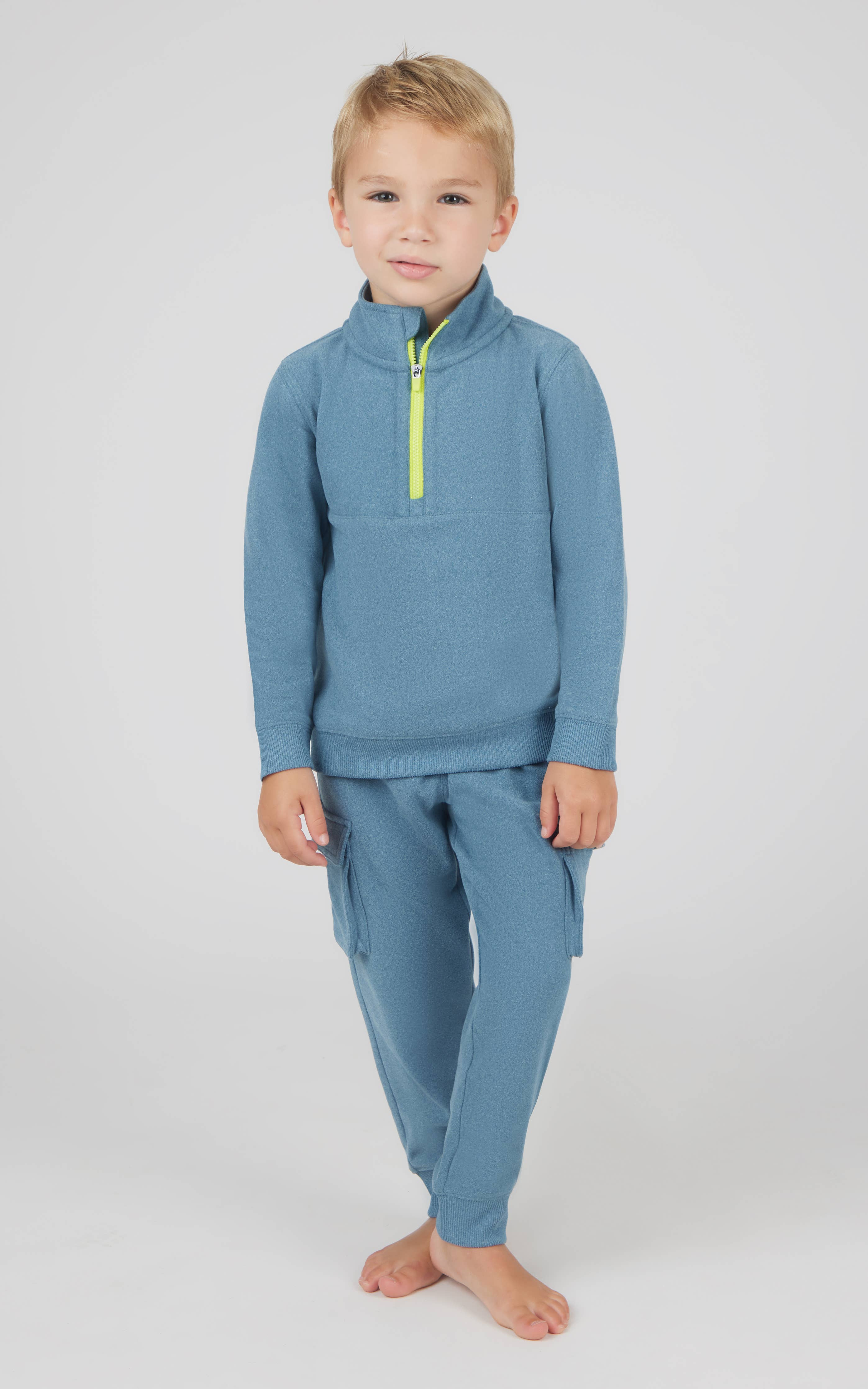 Toddler Boys Melange Fleece Half Zip and Jogger