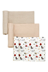Little Me | 3PCK Swaddle Blankets Farm Design