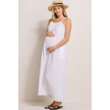 Cotton Halter Maternity Column Maxi Dress