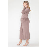 Maternity Shirring Drawstring Top & Wide Pants Basic Sets