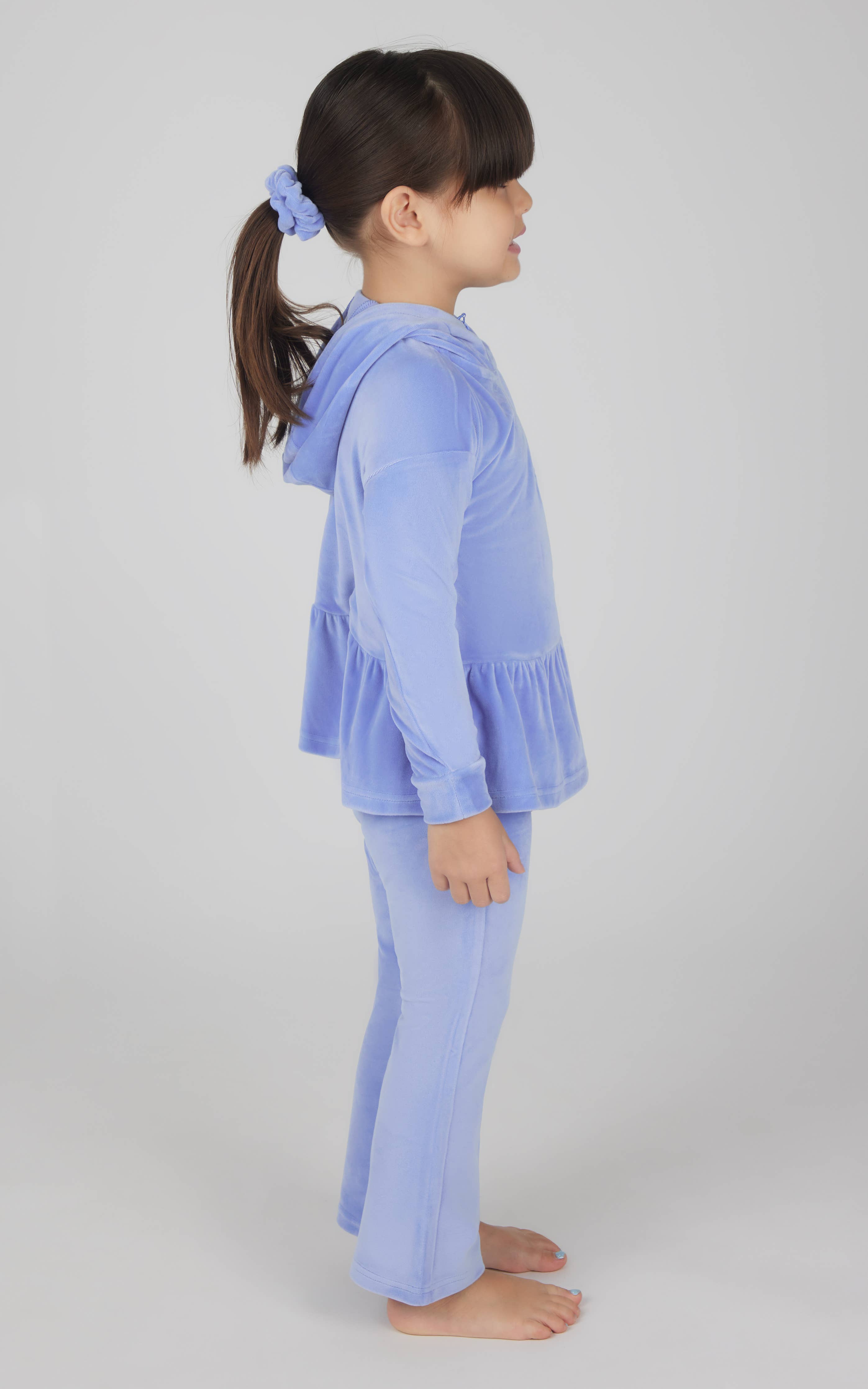 Toddler Girl Velour Hoodie Jacket, Flare Pant, Scrunchie Set
