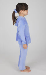 Toddler Girl Velour Hoodie Jacket, Flare Pant, Scrunchie Set