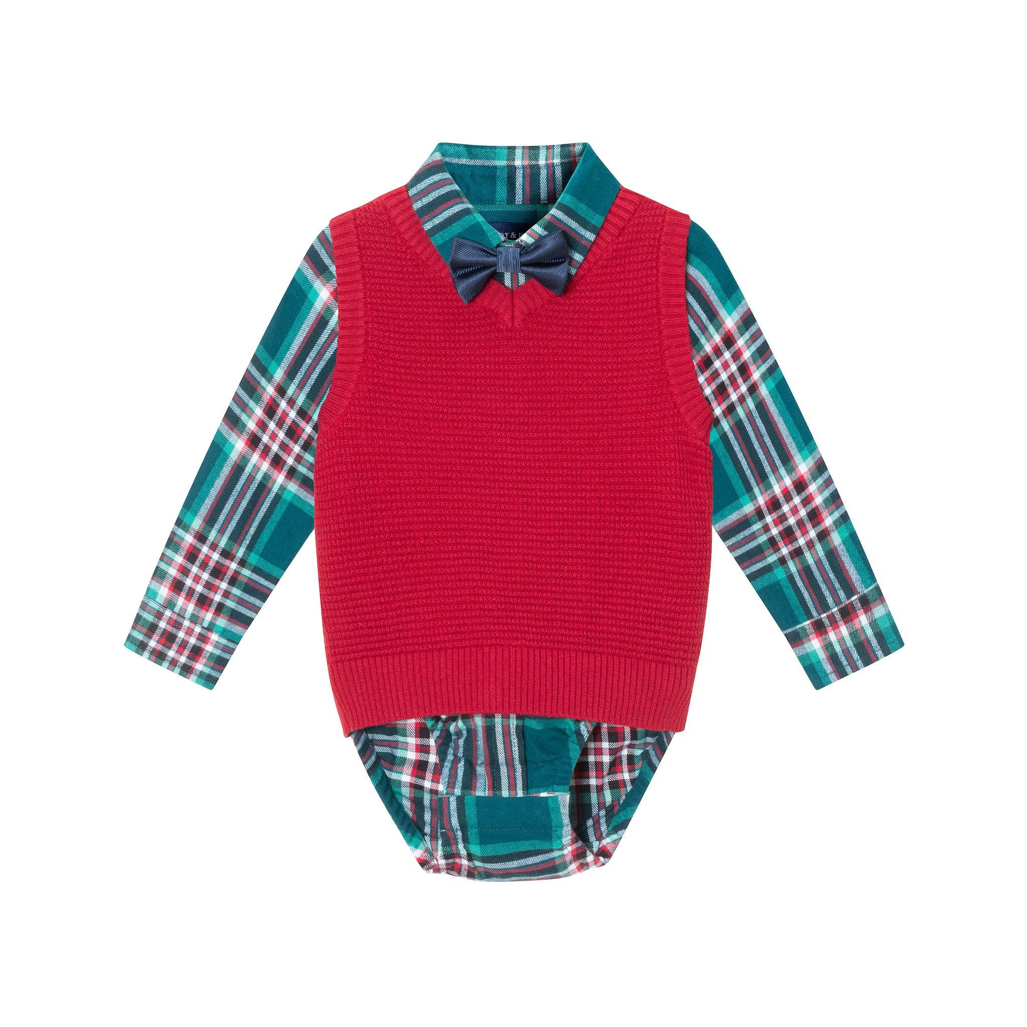 Infant Buttondown & Sweater Vest Set Christmas Holiday