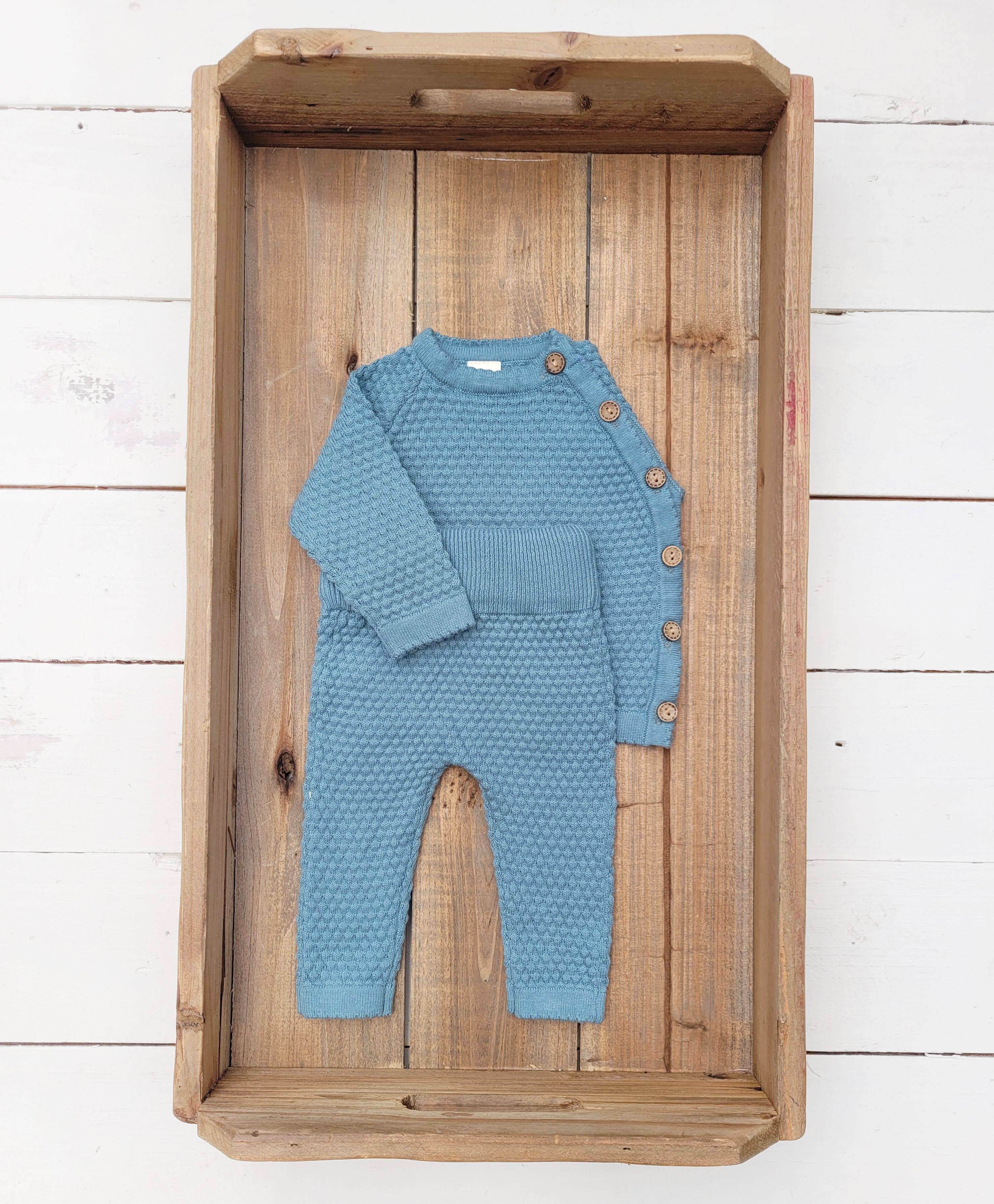 Noah Cotton Knit 2pc Shirt and pants Baby Outfit Set