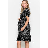 Maternity Polka Dot Babydoll Midi Dress