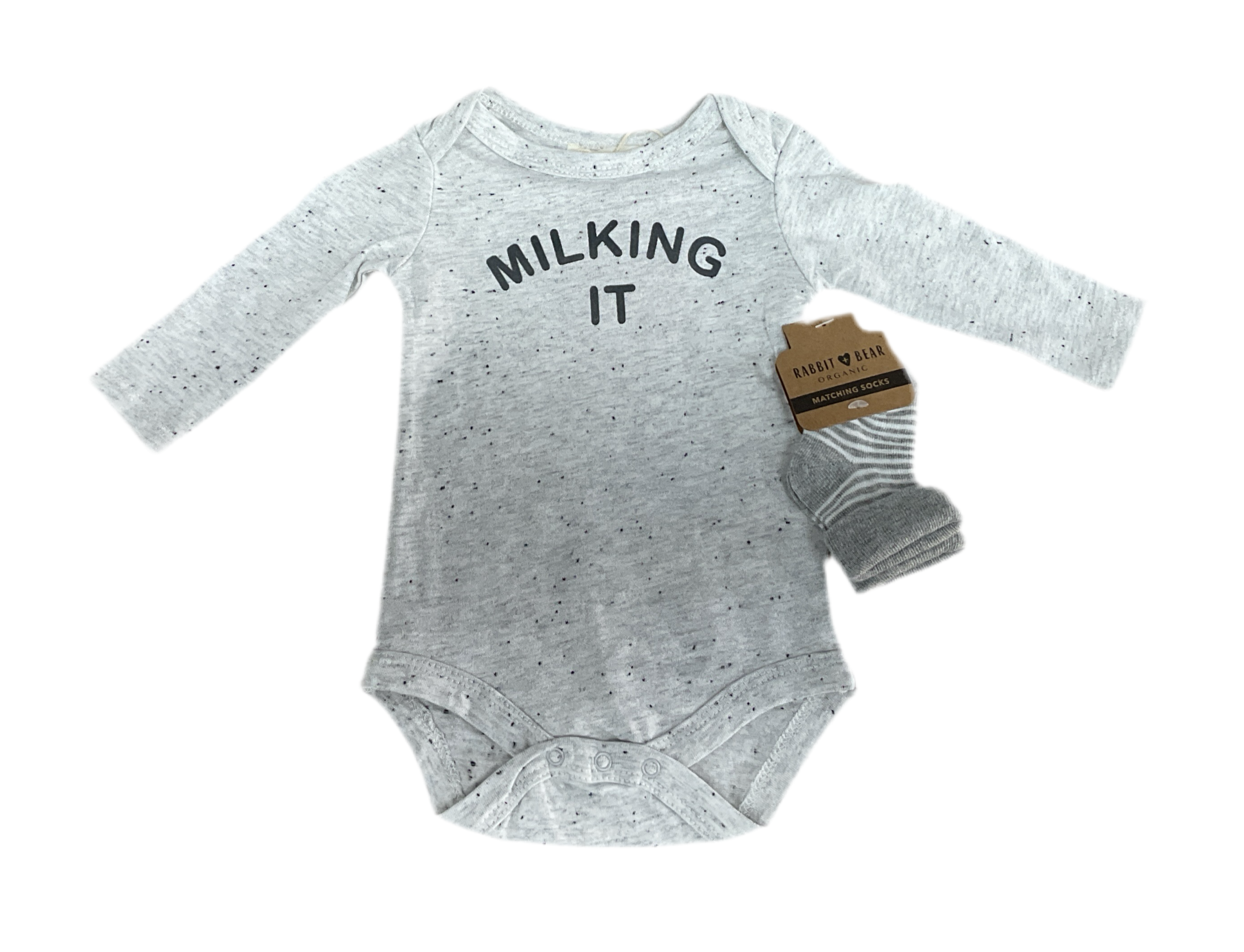 RABBIT + BEAR | 3Pc Milking It Onesie, Pant & Socks Set