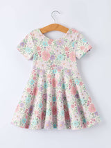 Spring Pastel Floral Girls Casual Dress