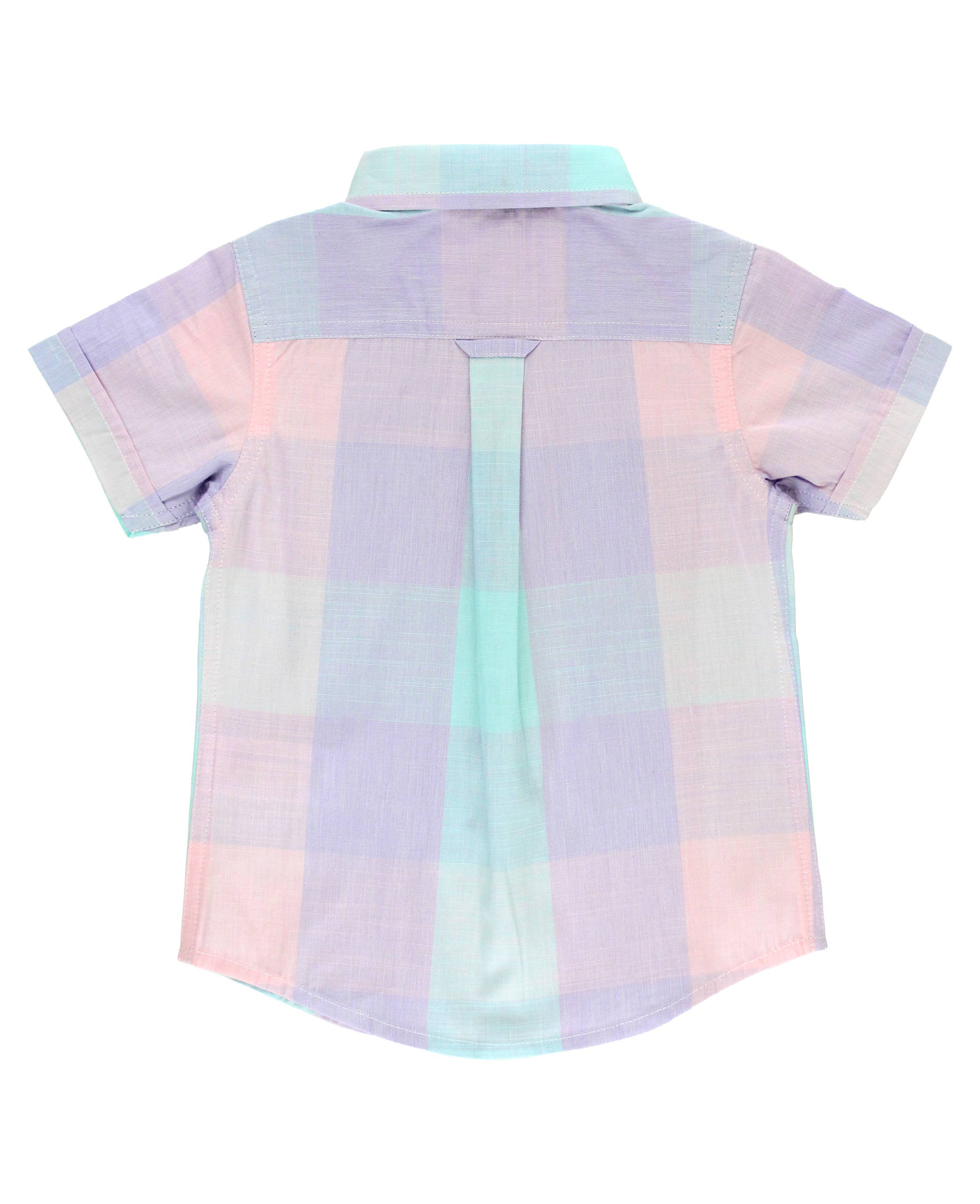 Boys Cotton Candy Plaid Short Sleeve Button Down Shirt