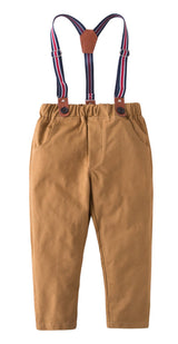 Caramel Classic Boy Cotton Chino Long Pants with Suspenders