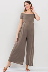Off-the-Shoulder Wide-Leg Maternity Jumpsuit