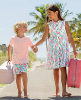 Girls Vibrant Flamingo Tiered Shirt Dress
