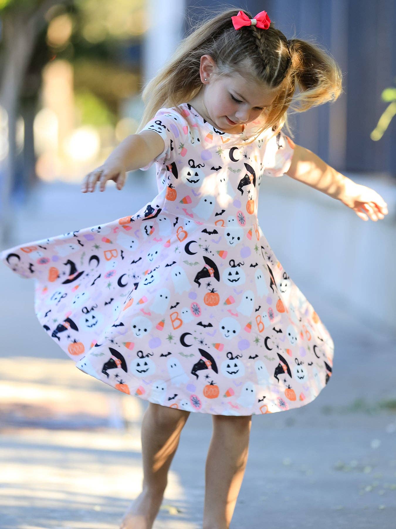 Halloween Ghost Twirl Dress Short-sleeved
