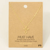Gold Dipped Wire Cross Pendant Necklace