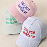 LOVES JESUS AND AMERICA TOO Embroidered Seersucker Hat