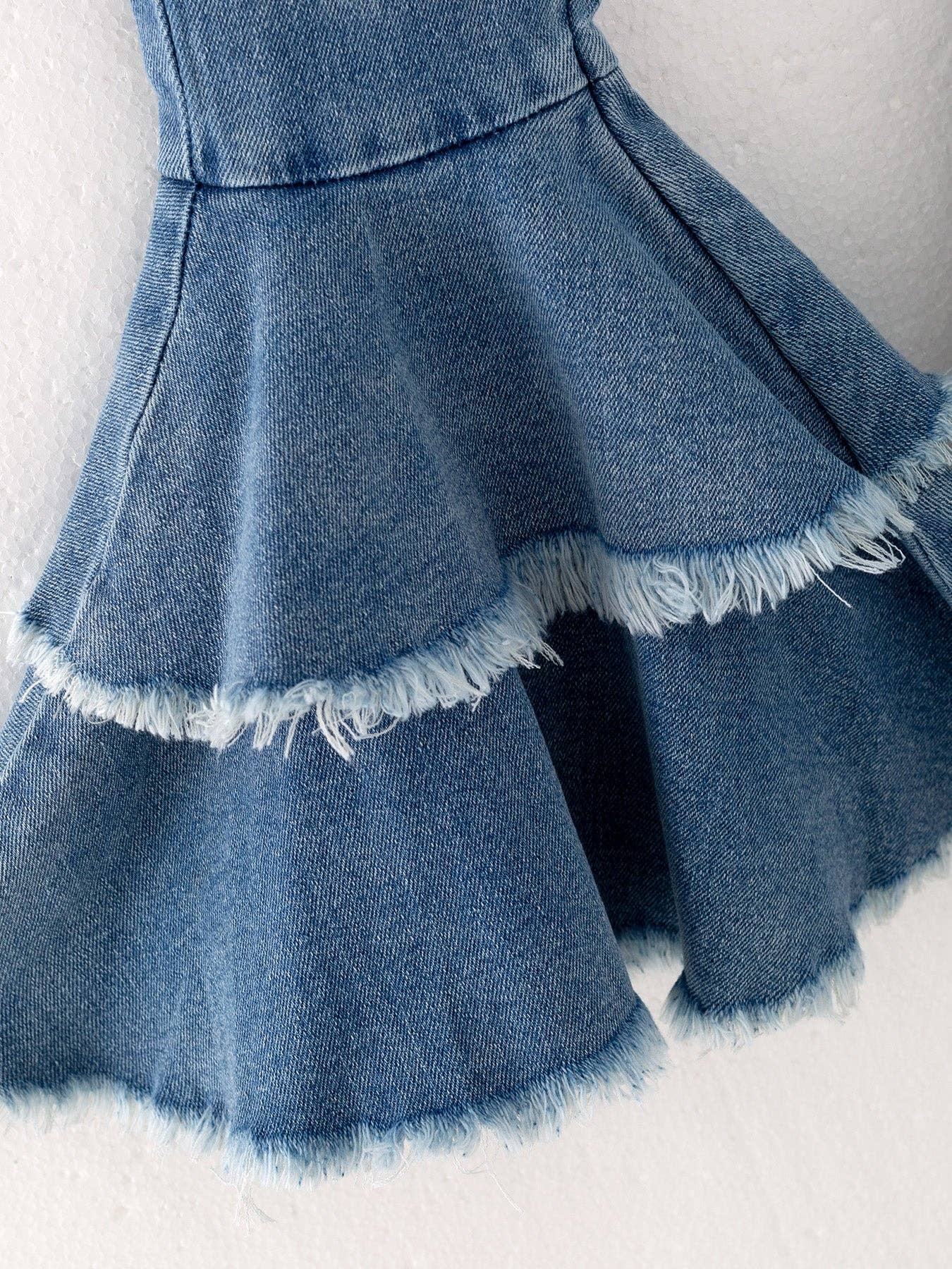 Light Blue Bell-bottoms Denim Jeans Pants Elastic