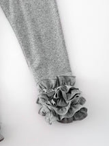 Grey Milk Silk Ruffled Solid Icing Legging