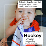 Hockey Puck Baby Learning Lovey Tag Stroller Toy 10" x 10"