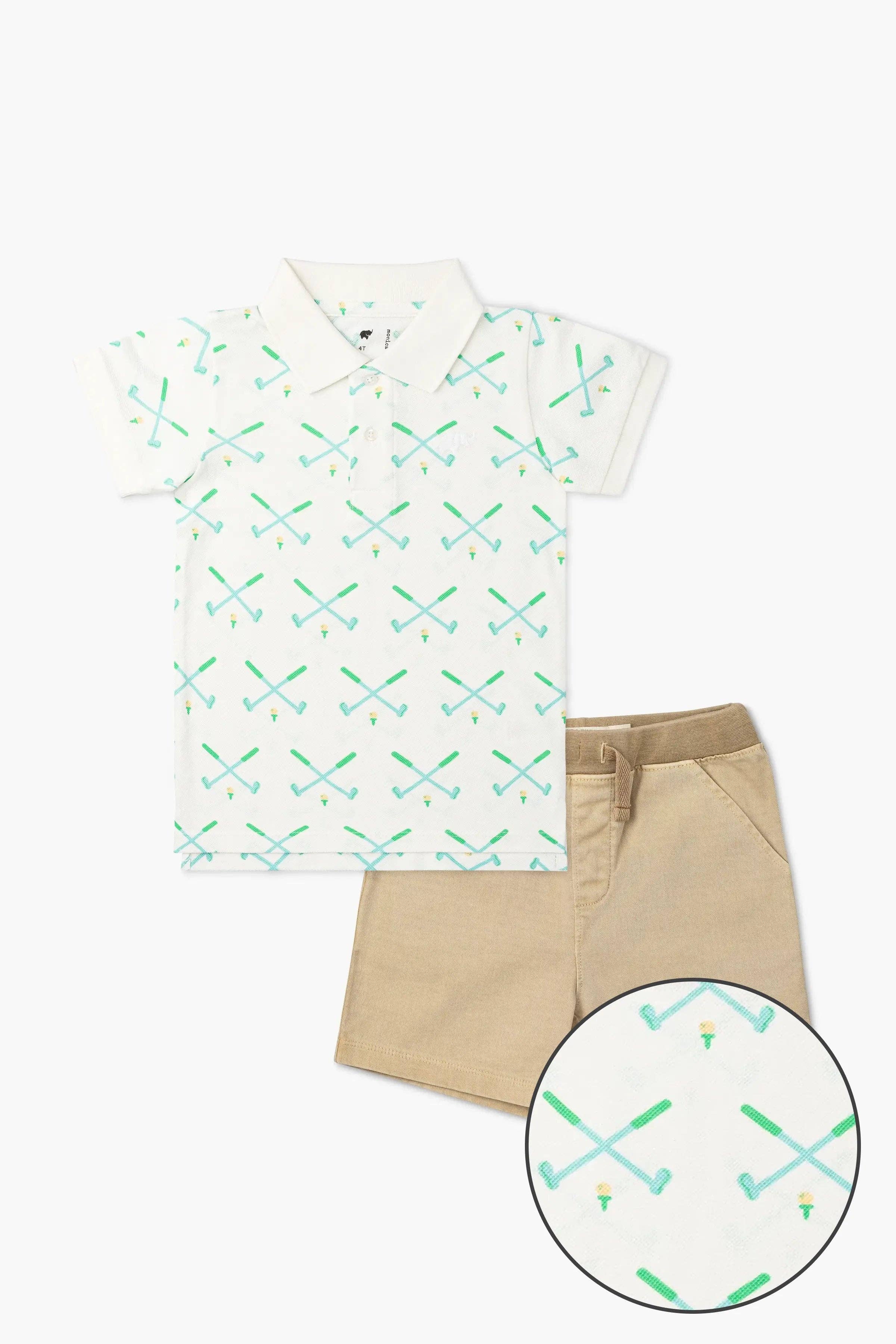Baby Short Sleeve Polo + Twill Short Set_Golf Day