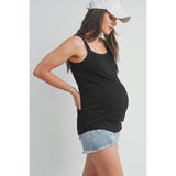 Ribbed Scoop Neck Maternity Solid Tank Top