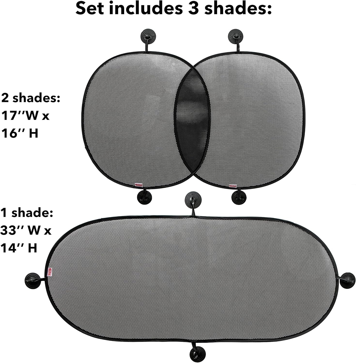 Nuby Universal Fit Pop Open Car Window Shade Set- Black, 3 Pack