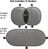 Nuby Universal Fit Pop Open Car Window Shade Set- Black, 3 Pack