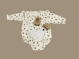 Rabbit + Bear 3PC Organic Heart Onesie w/Headband & Socks