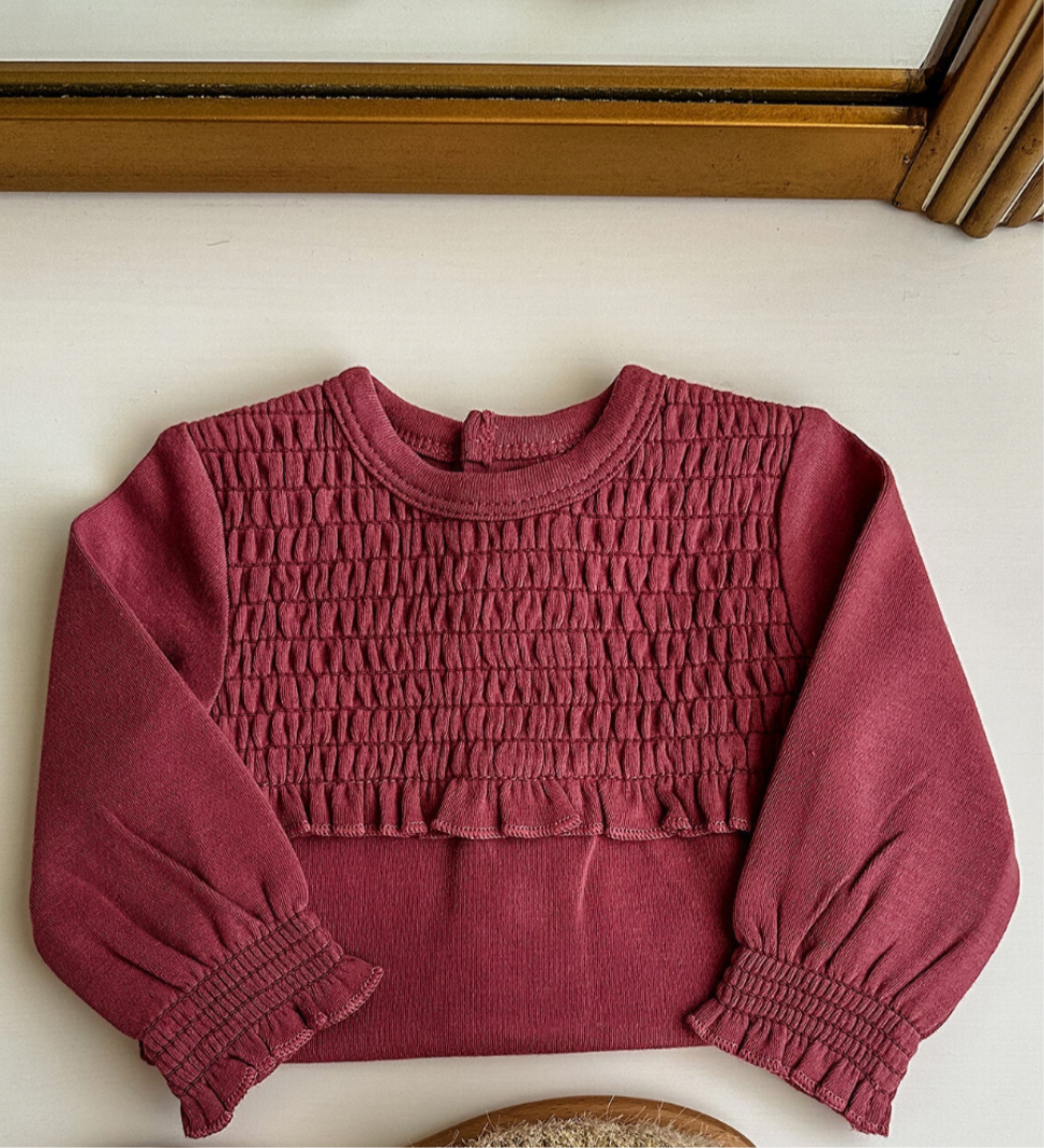 Organic Smocked Bodysuit Appleberry 18/24M