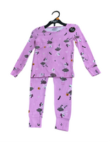 Purple Skeleton 2Pc Glitter Sleep Set