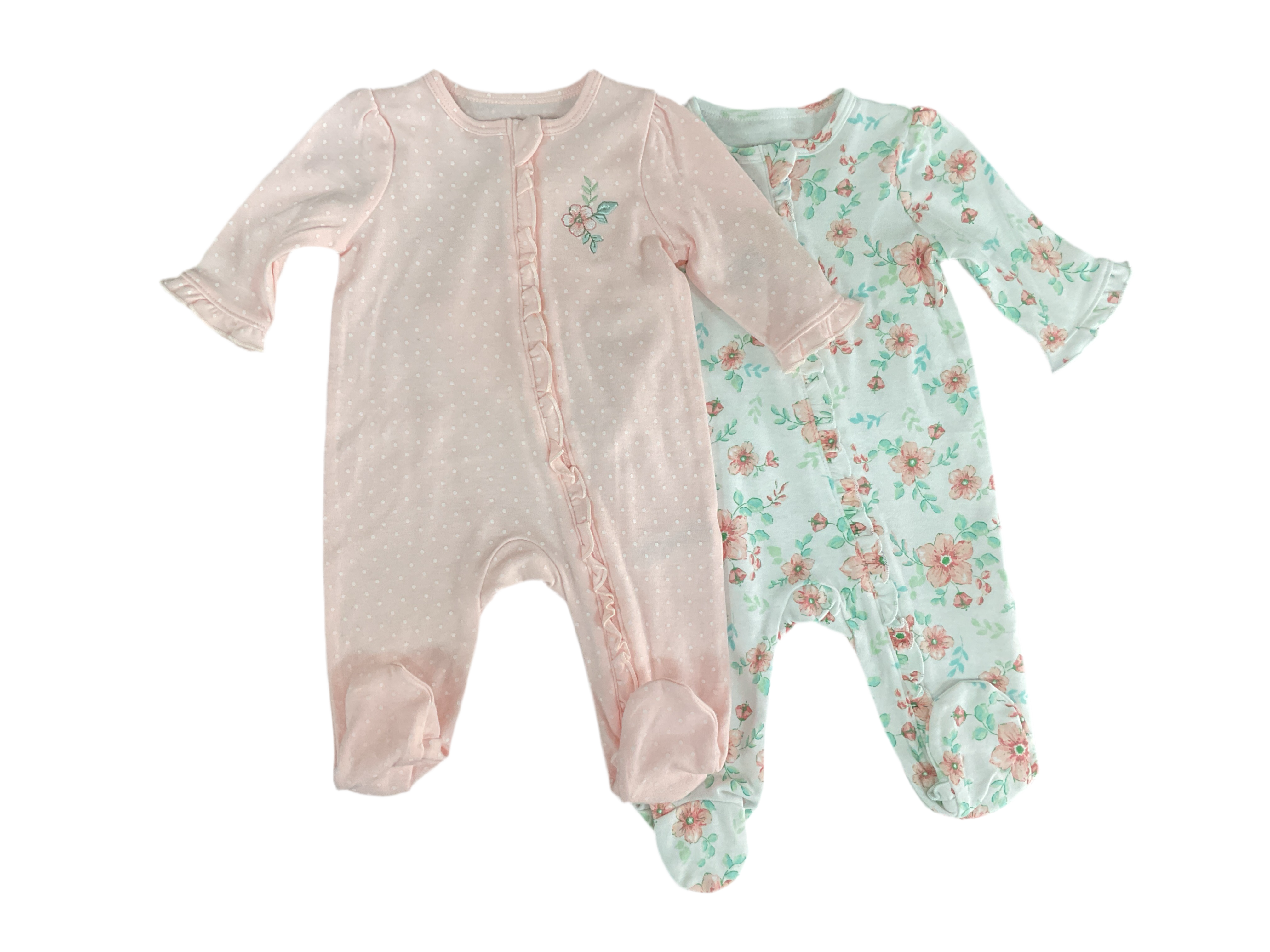 Little Me- 2Pk Pink Floral Footies