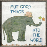 Good Things Elephant Art Poster - Framed