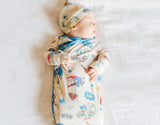 Copper Pearl Newborn Knotted Gown - Justice League