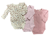 Rabbit + Bear- Floral 3Pc Onesie Set